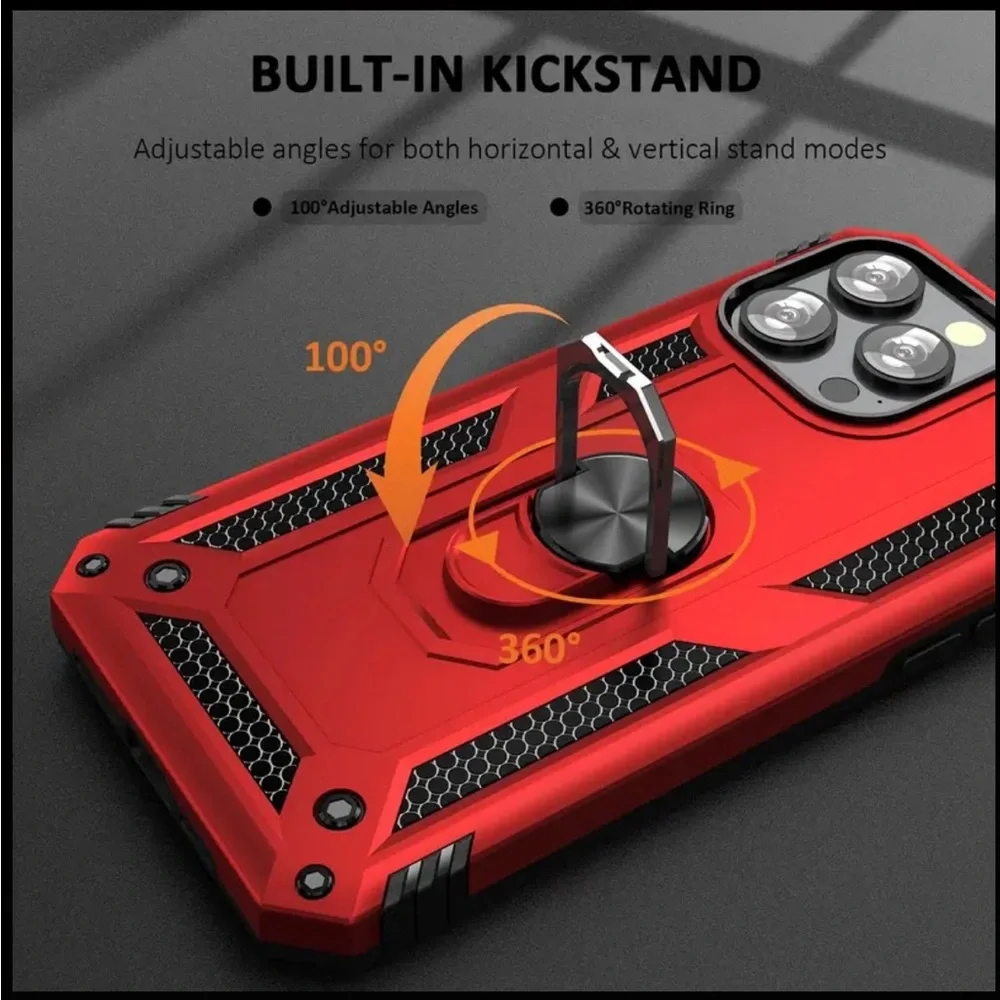Apple iPhone 15 Pro Max Phone Case Magnetic 360* Rotating Ringstand Unisex Red